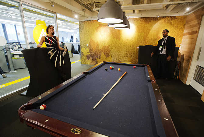Billiards room at the Google office in Toronto, Canada.