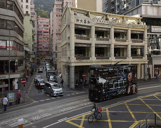 A view of Wanchai district in Hong Kong.
