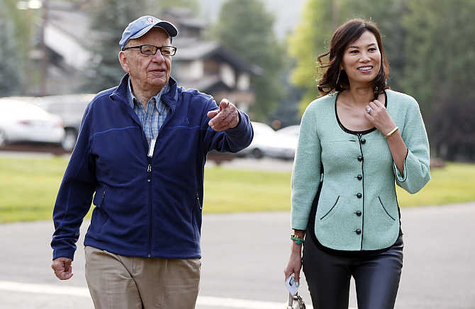 Rupert Murdoch with his former wife Wendi Deng in Sun Valley, Idaho.