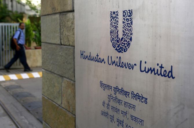 A man arrives at the Hindustan Unilever Limited headquarters in Mumbai.