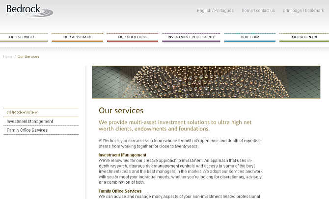 Homepage of Bedrock website.
