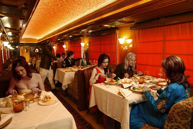 The dining hall at the Maharajas' Express.