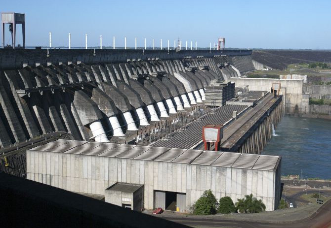 A view of the Itaipu Hydroelectric dam, the world's largest operational electricity generation.