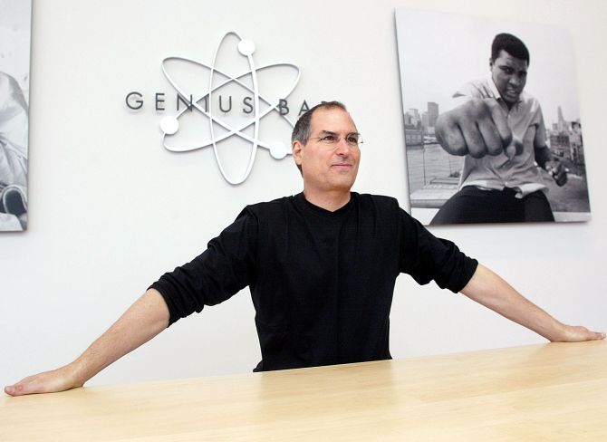 Steve Jobs in an Apple store.