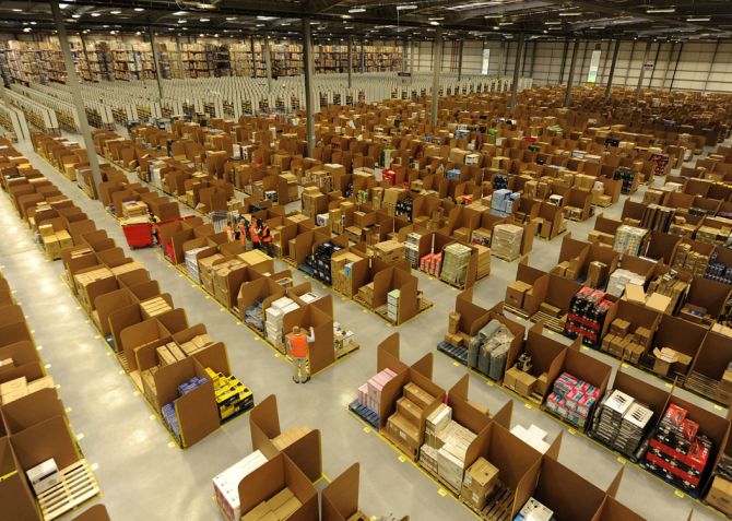 Work is carried out at Amazon's fulfilment centre.