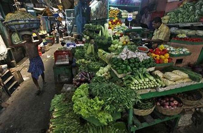 A vegetable market.