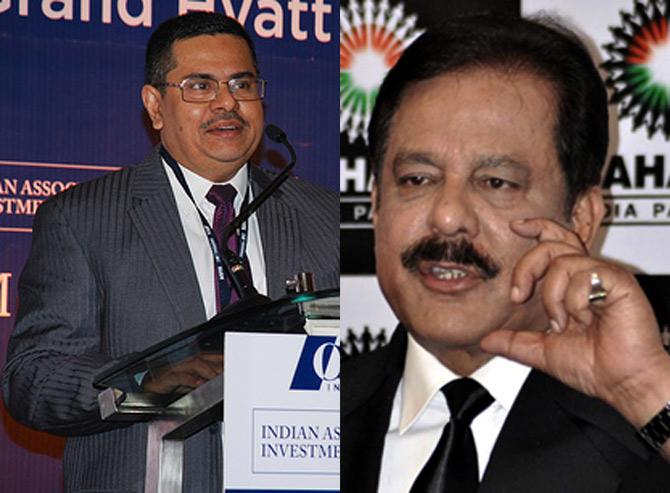 K M Abraham (L) and Subrata Roy (R).