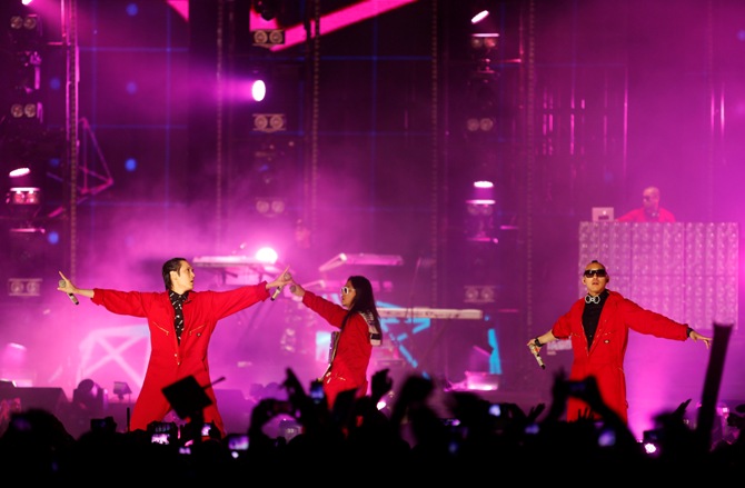 American hip hop quartet group Far East Movement performs during the MTV World Stage Live in Malaysia.
