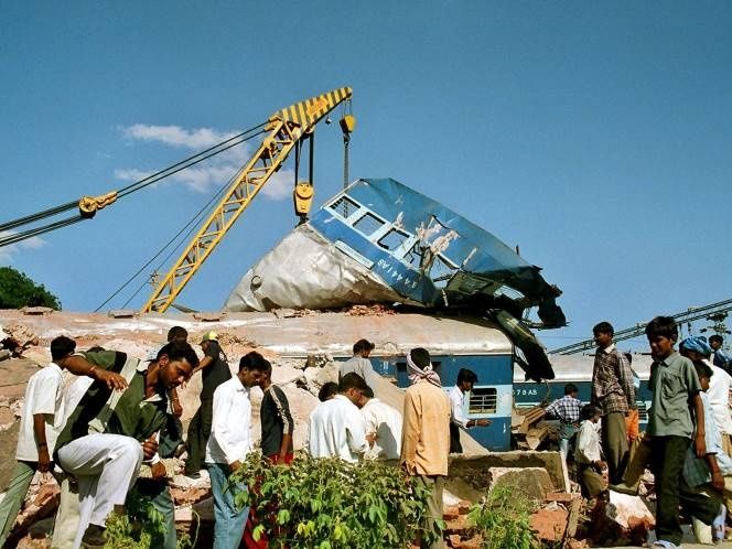 A scene of a railway accident. Photograph: Reuters