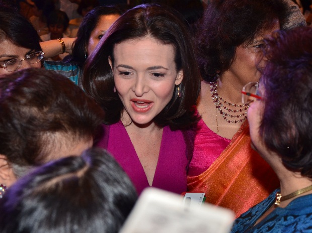 Facebook CEO Sheryl Sandberg speaks about her book Lean In : Women, Work and the Will to Lead at an event organised by FICCI Ladies Organisation in New Delhi on Wednesday.