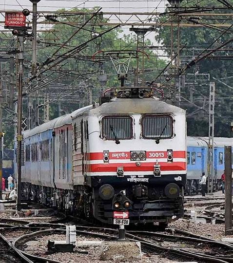 A high speed New Delhi Agra test train leaves New Delhi station.