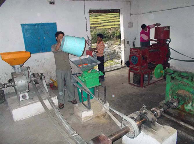 In the mechanical power section, the villagers operate and use another turbine for milling, grinding and oil expelling unit