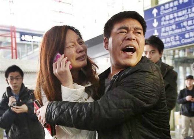 Relatives of the Malaysia Airlines flight which disappeared en route to Beijing.