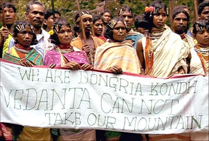 Tribals protest against Vedanta.