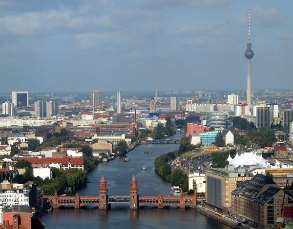 The Spree in central Berlin, with Oberbaum Bridge.