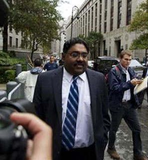 Galleon hedge fund founder Raj Rajaratnam arrives at Manhattan Federal Court in New York October 13, 2011. Photograph: Lucas Jackson/Reuters
