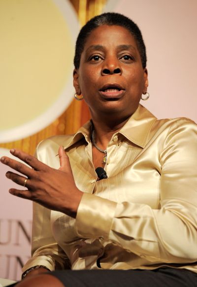 Chairman and CEO of Xerox Ursula Burns speaks onstage at an event.