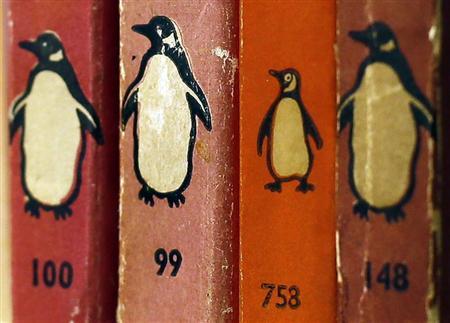 Penguin books are seen in a used bookshop.