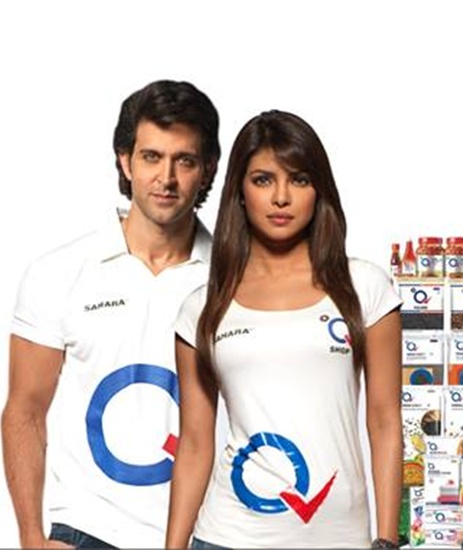 Bollywood stars Hrithik Roshan and Priyanka Chopra endorse Q Shop.