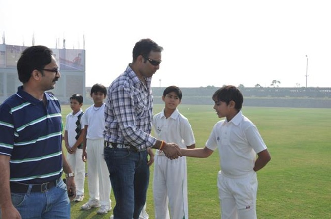 Indian Cricketer VVS Laxman met the students of SISJ during his visit to the school.