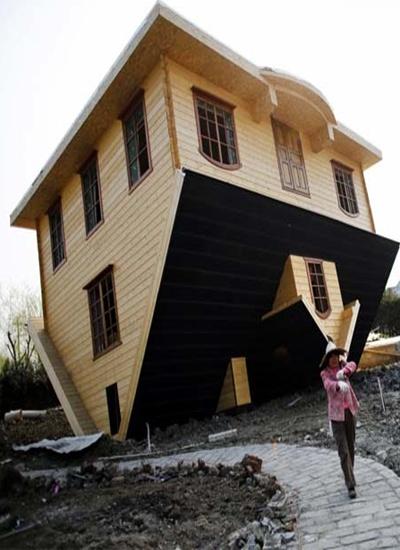 Upside-down house at Fengjing Ancient Town.