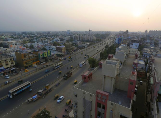 A general view of Johapura area is pictured in Ahmedabad.