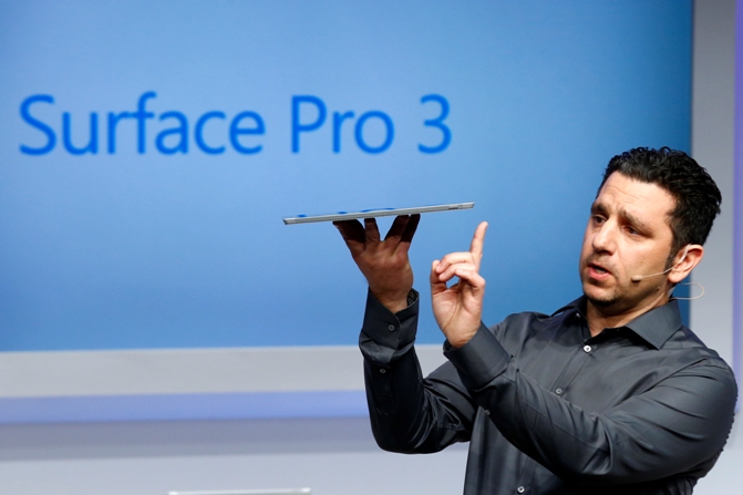 Panos Panay, Corp. Vice President for Surface Computing at Microsoft Corp, unveils the latest models of the Surface tablet in New York May 20, 2014.