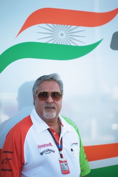 Force India team owner Vijay Mallya is seen during practice for the European Formula One Grand Prix.