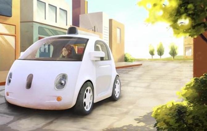 A driverless car is seen in an artist's rendition provided by Google in Mountain View, California.
