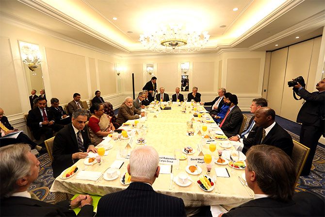 Prime Minister Narendra Modi meets American CEOs.
