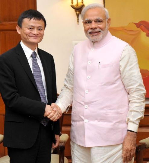 Jack Ma Founder and executive chairman, Alibaba group with Prime Minister Narendra Modi in New Delhi on March 30, 2015. Photograph, courtesy: PIB 