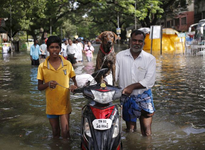 Chennai floods. Photograph: Anindito Mukherjee/Reuters