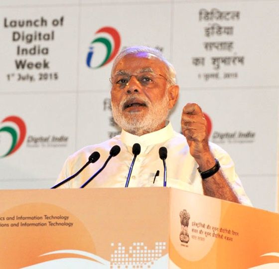 Prime Minister Narendra Modi at the launch of the Digital India initiative.