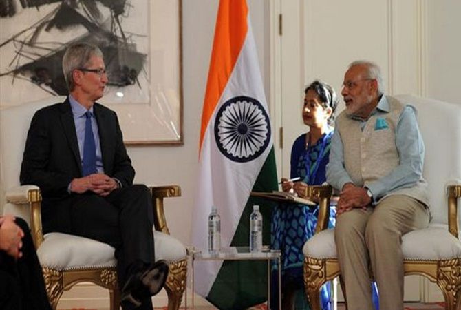 Prime Minister Narendra Modi and Apple CEO Tim Cook