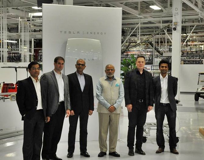 Modi at the Tesla Motors' office in US