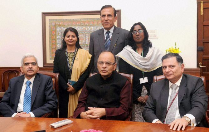 Finance Minister Arun Jaitley and his team