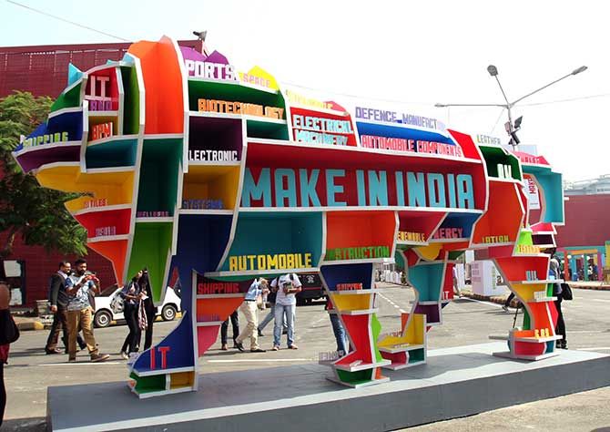 Make In India symbol at the Make in India Week Mumbai