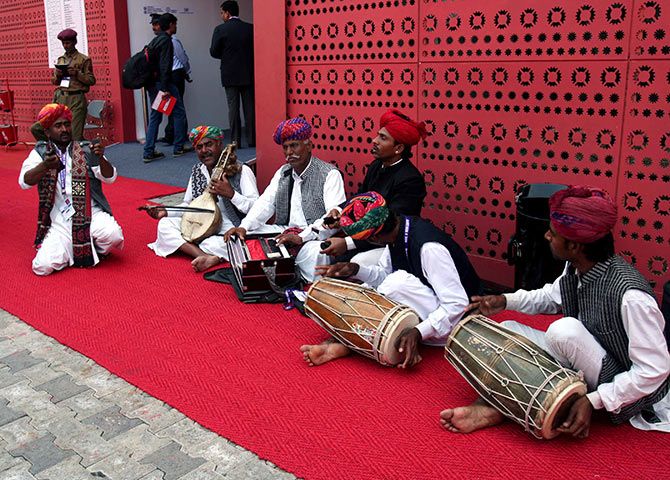 Fold music singers from Rajasthan's Barmer district