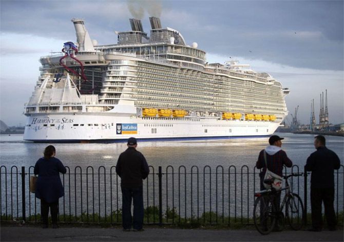 The world's largest cruise ship, the Harmony of the Seas, arrives for her maiden voyage in Southampton, Britain. Photograph: Peter Nicholls/Reuters