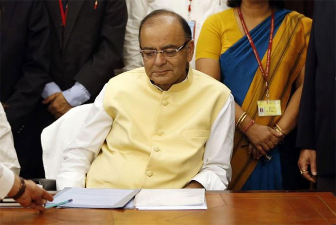 Finance Minister Arun Jaitley before presenting the 2016 Budget.