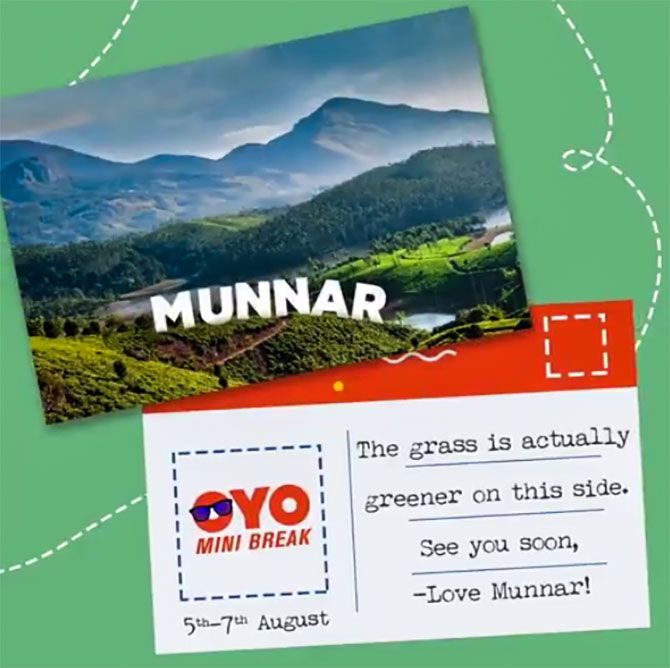 Oyo rooms invitation to Munnar