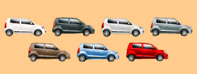 The full range of colours of the Wagon R