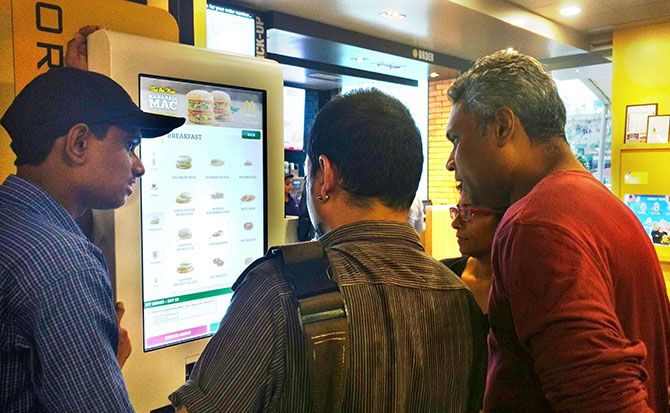 Online ordering in house at McDonald's, Kalamboli, near Mumbai