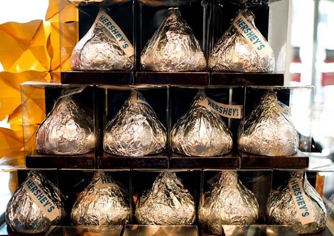 Giant Hershey's Kiss chocolates are seen on display in a shop in New York City, July 20, 2017. Mike Segar/Reueters
