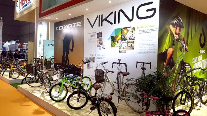 Hero Cycles stand at the Shanghai Bike Show in 2016. Photograph: Courtesy @vikingbikes/Twitter.