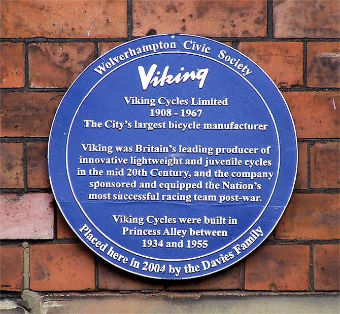 Site of the first factory and workshop. Photograph: Courtesy: Roger Kidd / Plaque - Viking Cycles Limited, Wolverhampton / CC BY-SA 2.0/Wikimedia Commons.