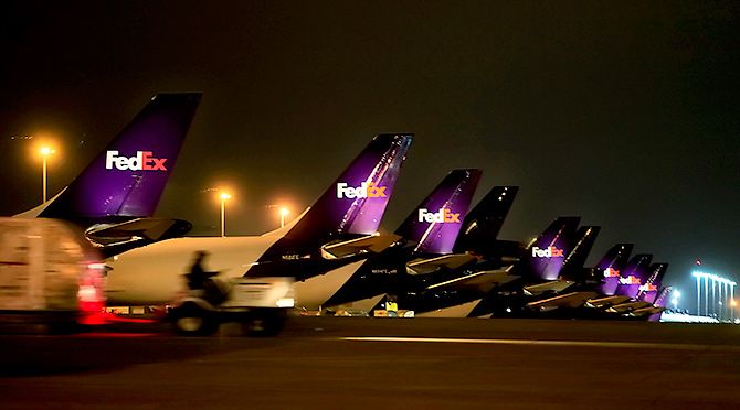 Fedex planes move millions of packages of international online shopping especially in December. Photograph: Lance Murphey/Reuters. 