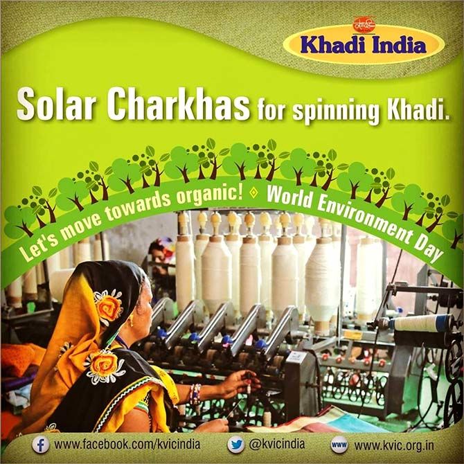 Solar spinning of khadi. Photograph: Khadi and Village Industries Commission/Facebook