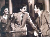 Nargis, Raj Kapoor, Dilip Kumar in Andaz