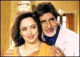 Hema Malini and Amitabh Bachchan